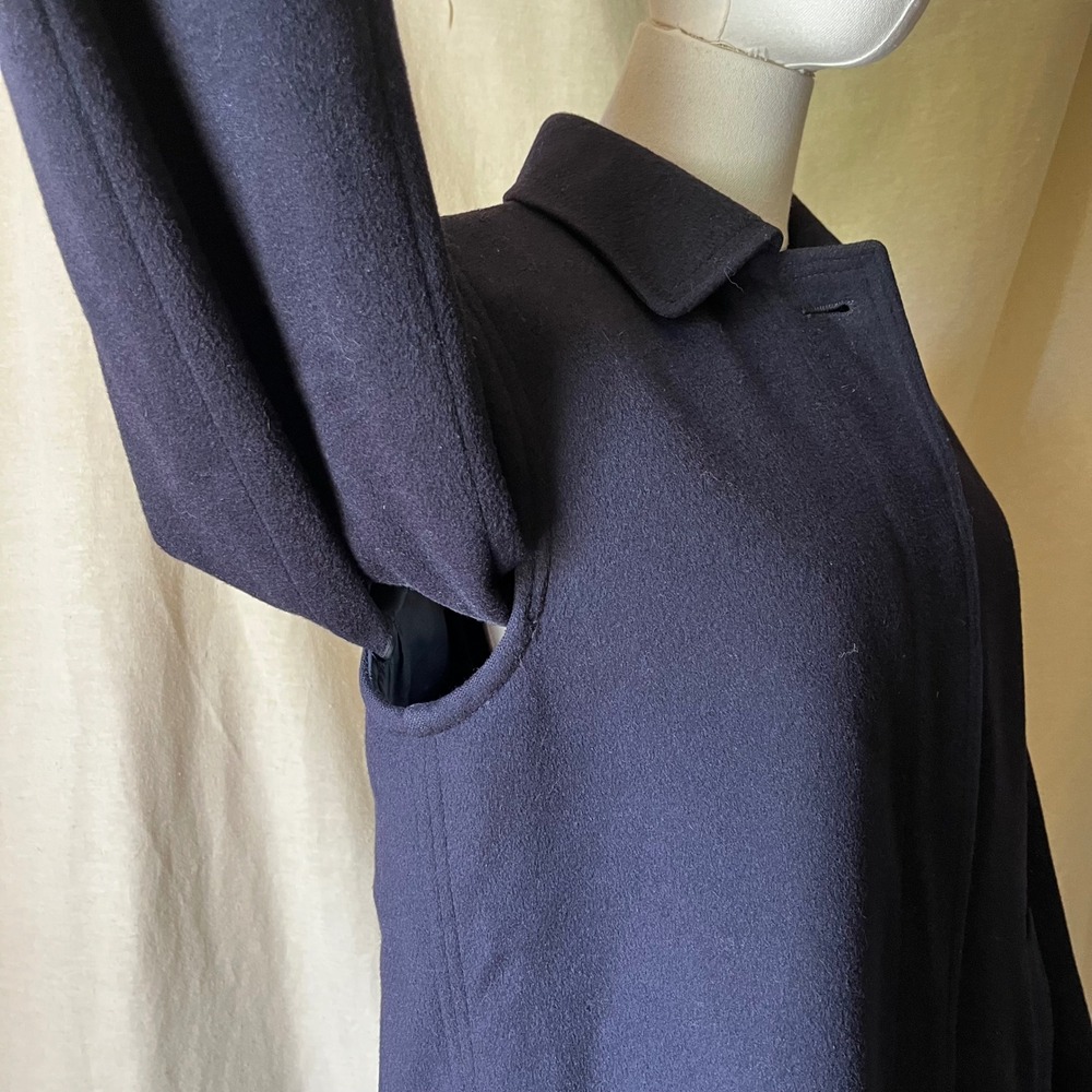 Vintage Salko Austrian Loden Wool Alpaca Coat Zip Out Lining Navy Blue Women's 8 - Picture 6 of 9